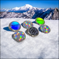 Chakra Set of One Health Holograms on Glass Cabachons Chakra Set of One Health Holograms on Glass Cabachons